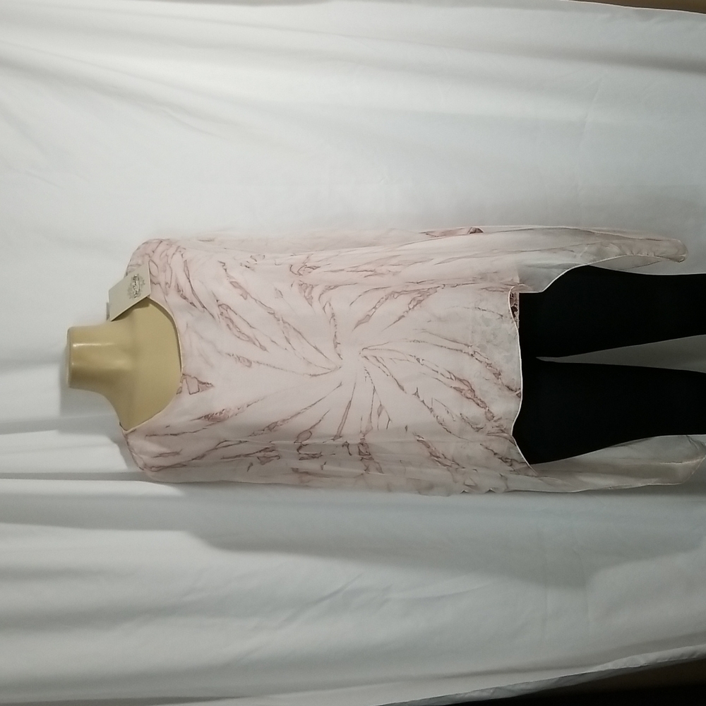 TANK TOP WITH SHEER OVERLAY "MADE IN ITALY DUSTY ROSE IN SIZE MEDIUM